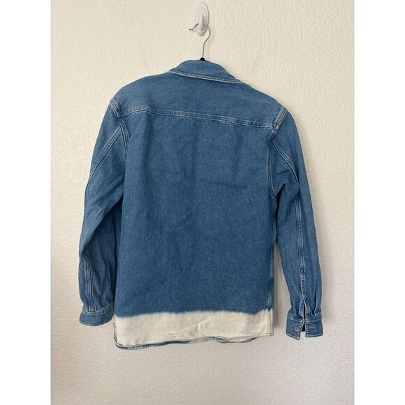 COS Blue Denim Bleached Hem Button Down Long Sleeve Shirt Mens Small - Picture 4 of 9